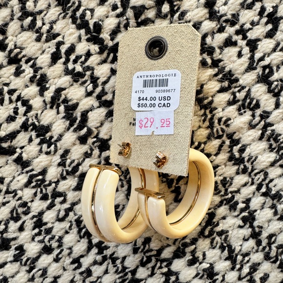 Anthropologie Thick Enamel Open Hoop Earrings - Picture 3 of 5